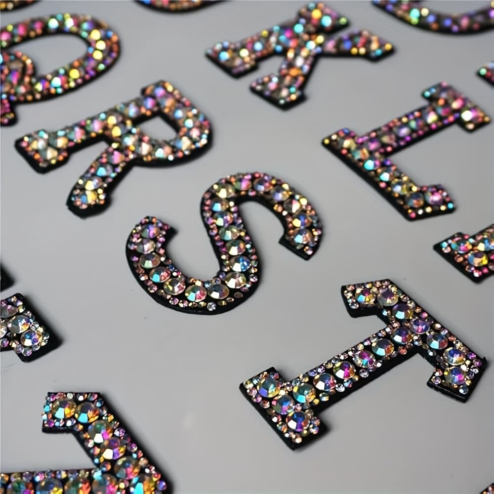 TEMU 26pcs Of Sparkling Letter Patches, Perfect For Embellishing Clothing, Hats, Bags, And Craft Projects. Ideal For Sewing, Decorative Clothing Patches, And For Creative Letter Stickers