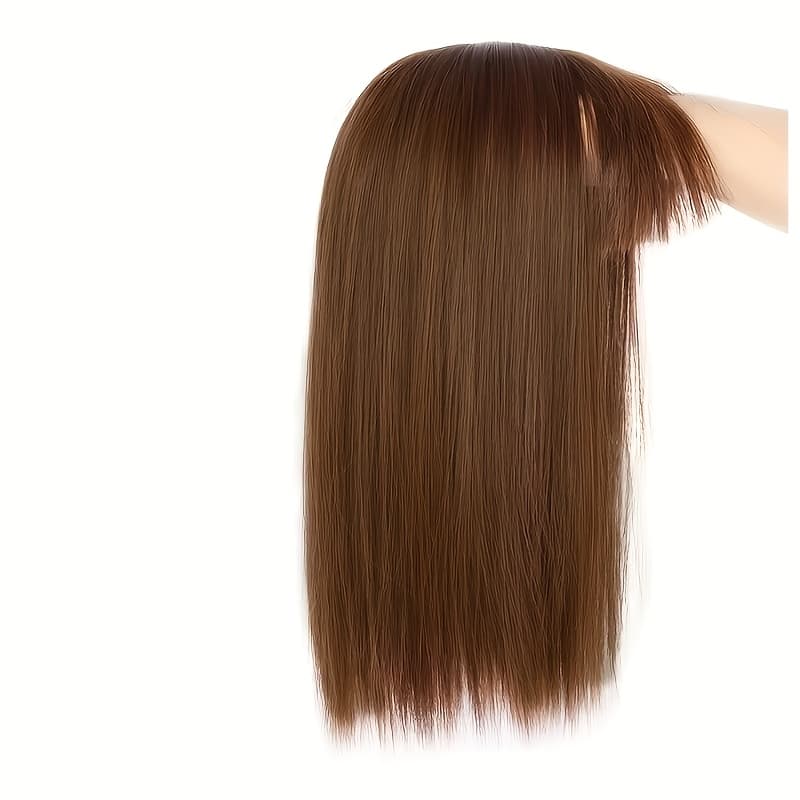 TEMU Female Head Top Hairpiece Air Bangs Hairpiece Medium Long Straight Hair Clip Style Hairpiece