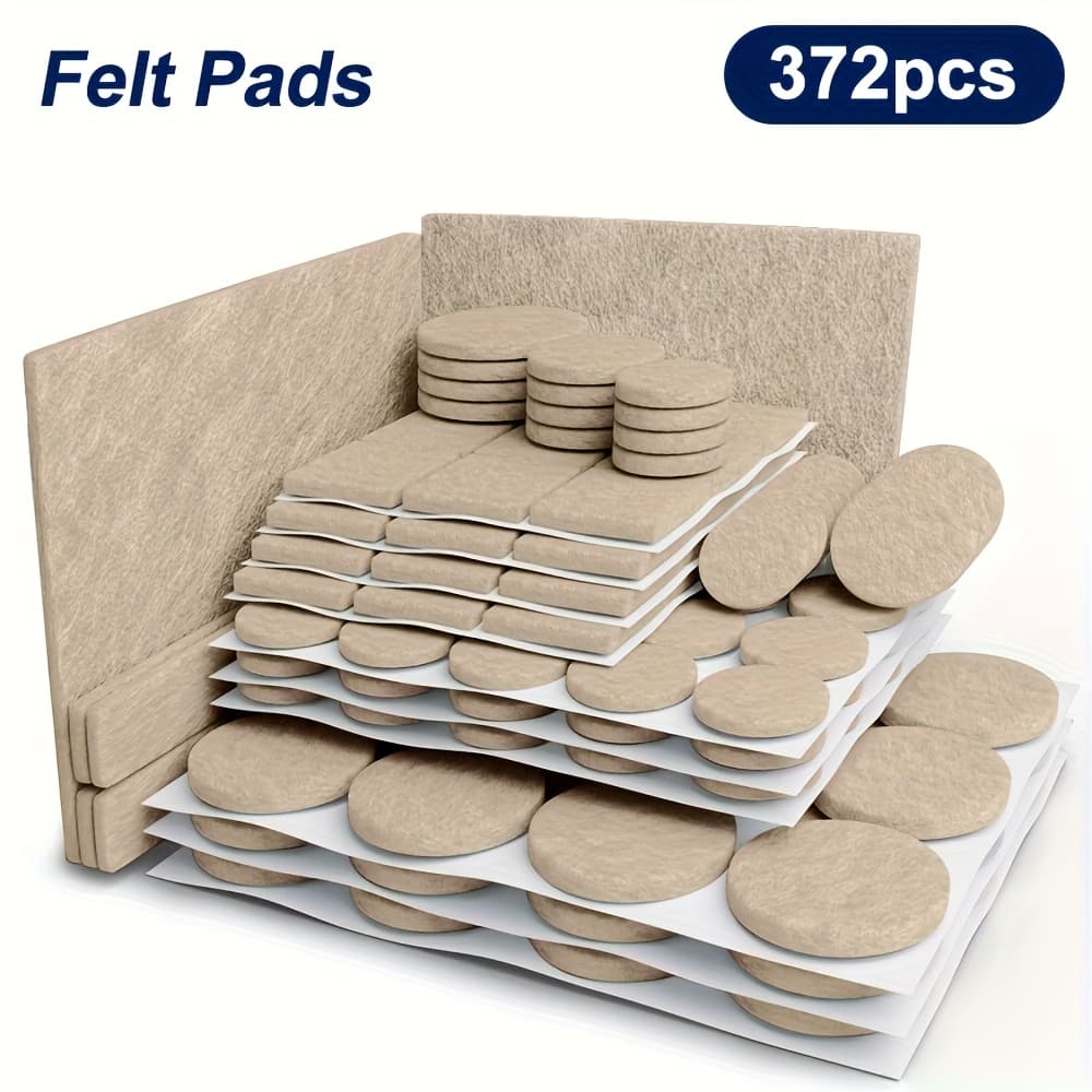 TEMU 372pcs Premium Huge Pack Felt Furniture Pads Quantity Of Furniture Sliders With Many Big Sizes Floor Protectors. Protect Your Hardwood & Laminate Floor Brown And Beige