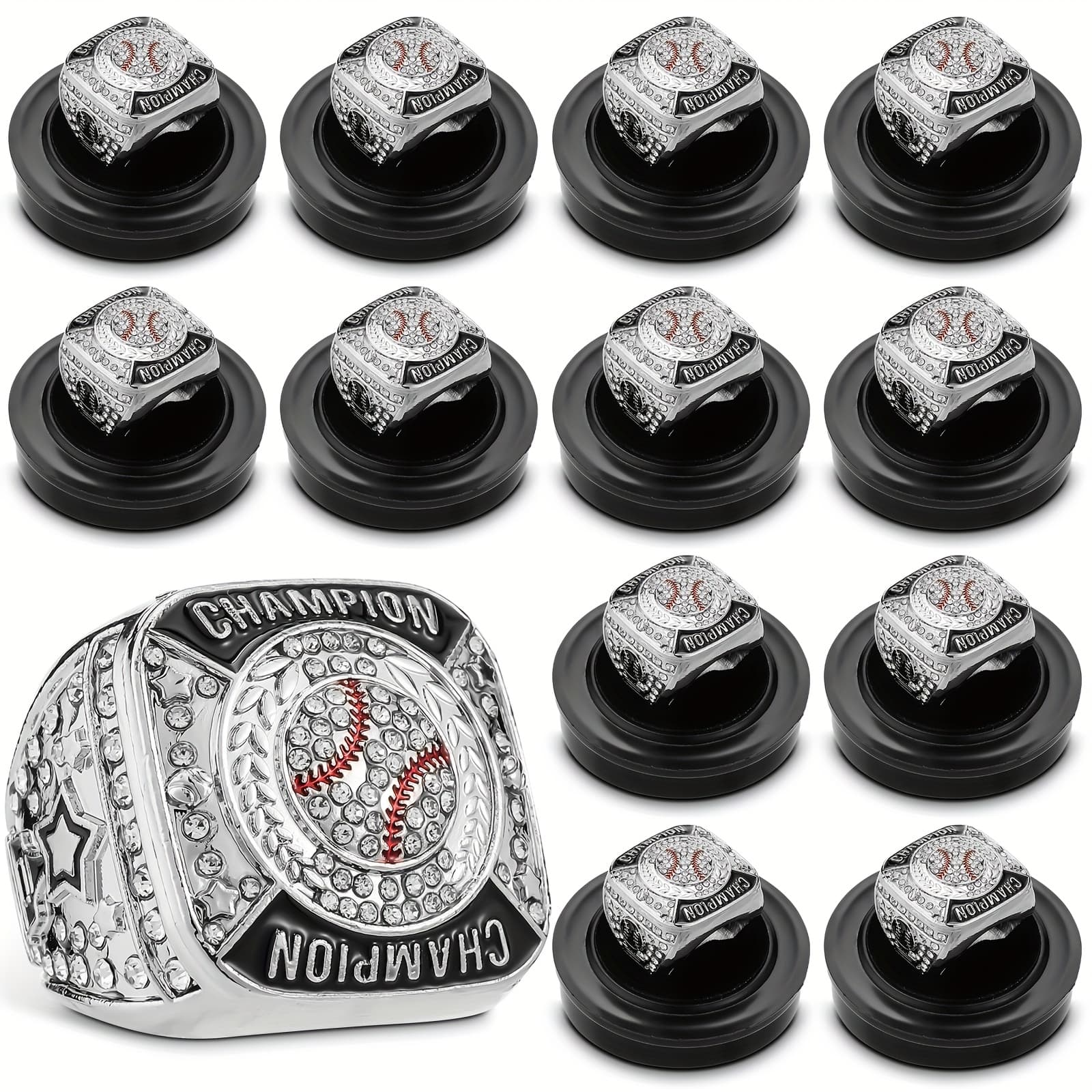 TEMU Gift For Her/him Set Of 12 Baseball , Perfect For Honoring Tournament Or League Champions, Complete With A Display Neck Chain And Stand, Ideal As Party Favors