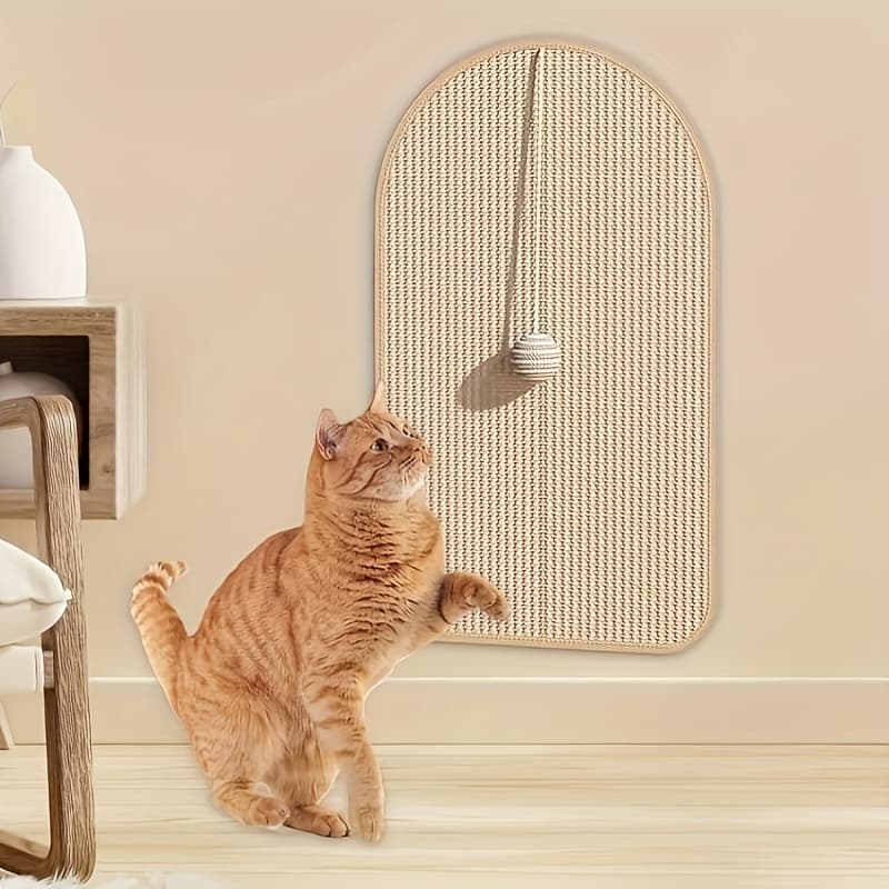 TEMU Sisal Cat Scratching Pad - Durable, Sofa-safe Scratch Board With Toy For Cats, Cat Mat