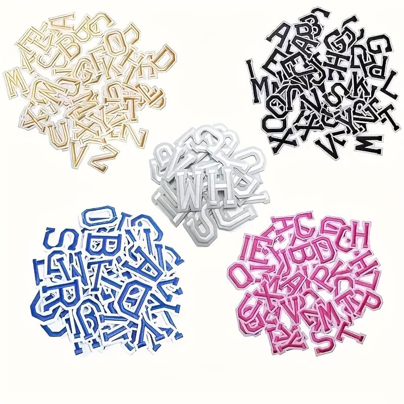TEMU 130pcs 5 Sets Of 5-color Embroidered Letter Patches, Suitable For Clothing, Hats, And Additions. Embroidered Badges Ironed On For On Hats, Jeans, Dresses, And More