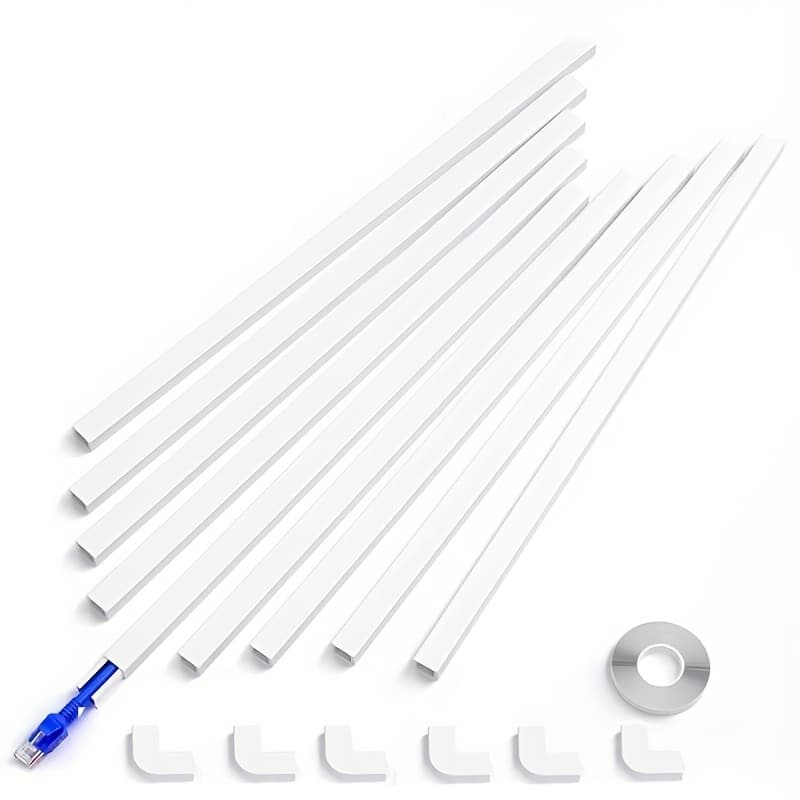 TEMU 9/20pcs 142in Cord Hider Cable Cover, Cord Covers For Wires On Wall, One-cord Cable Hider, Wire Hider Wire Covers For Cords, Paintable Cable Cable Management, 9xl15.7 W0.59 H0.4