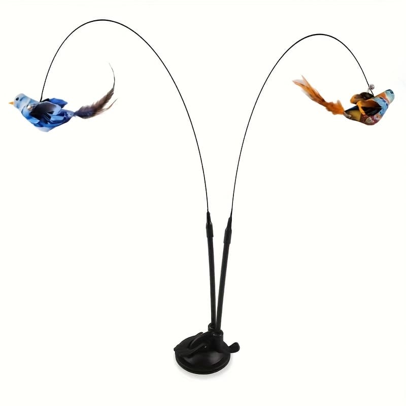 TEMU Interactive Cat & Bird Hunting Toy With Long/double Rods, Bell & Artificial Bird - Flying For /outdoor Play, For Kittens & Cats - Random Color Bird, Training & Exercise Accessory For Pet Owners