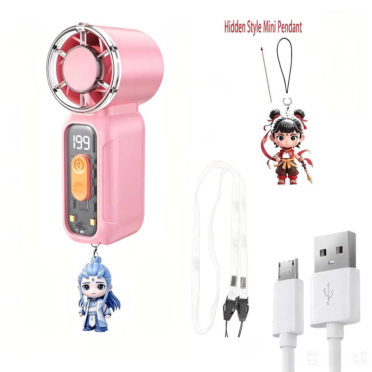TEMU 2026 New Mini Usb Charging Range Handheld 199 Level Small Fan - Transparent Model - Large Wind Outdoor Portable High- Fan, Cooling And Heat