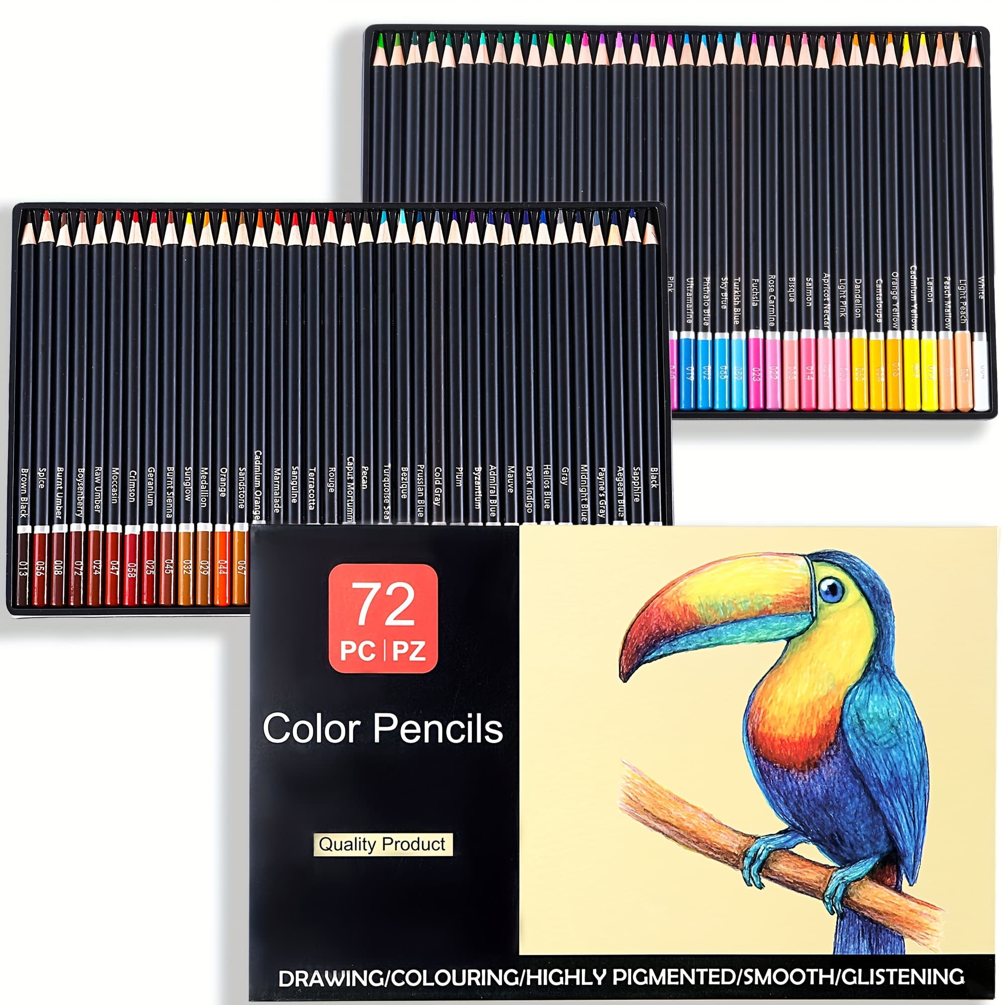 TEMU 72 Professional Oil-based Colored Pencils Set - For Drawing, Sketching & Adult Coloring - Premium Art Supplies Gift For Professionals And Beginners