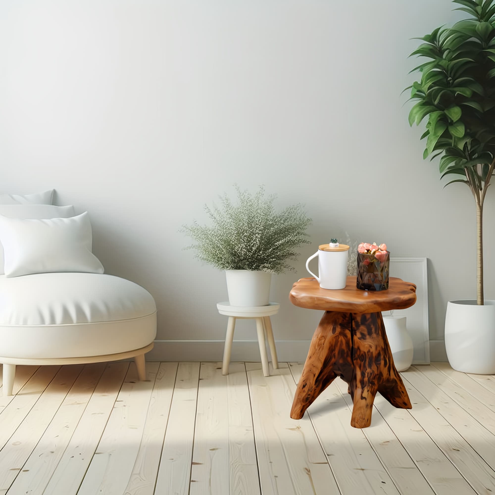 TEMU Organized-life Live Edge Wood Stool, Cedar Side Table, Tree Stump Stool Live Edge, Plant Stand, Nightstand For Garden, Yard, Living Room, Bedroom