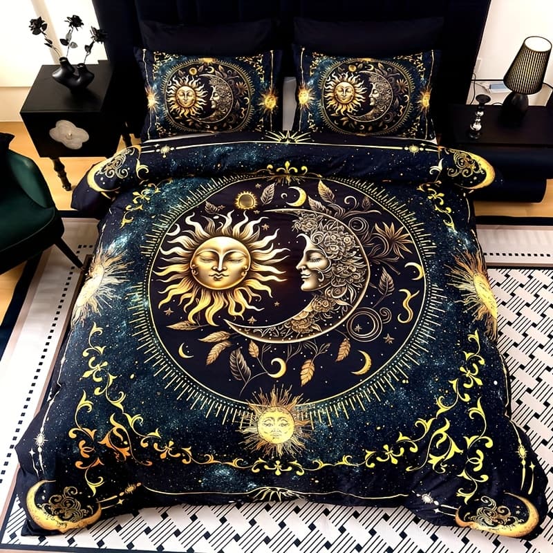 TEMU 3-piece Breathable Moon Planet Duvet Cover Set (1 Duvet Cover + 2 Pillowcases, Pillow Inserts Not Included), High-definition For Home And Dormitory Use