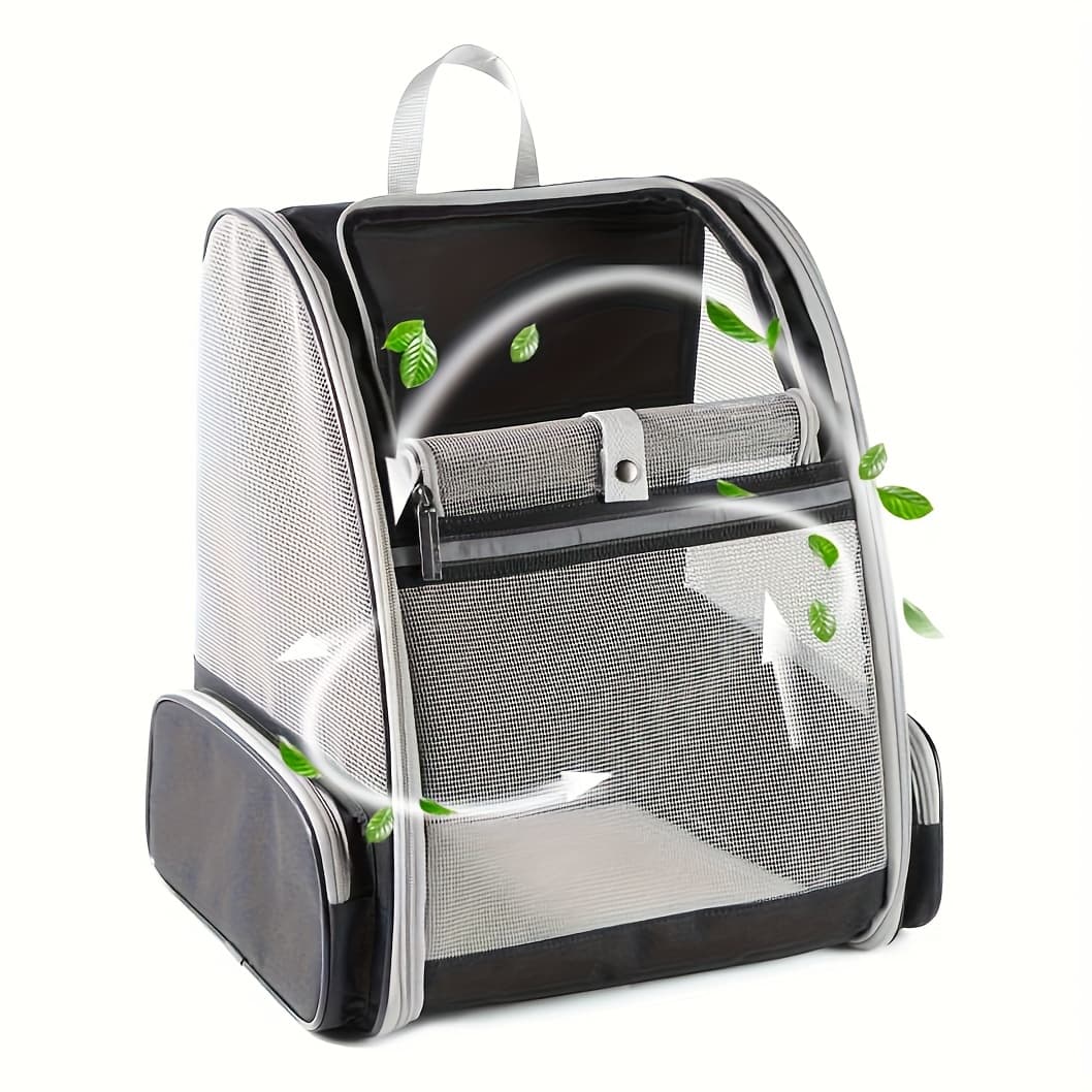 TEMU Foldable Ventilated Carrier Backpack With Ventilation System & Harness System Suitable For Travel, Hiking, Car Rides - Carrier Suitable For Pets, For Airplane, Train, Vehicle Use