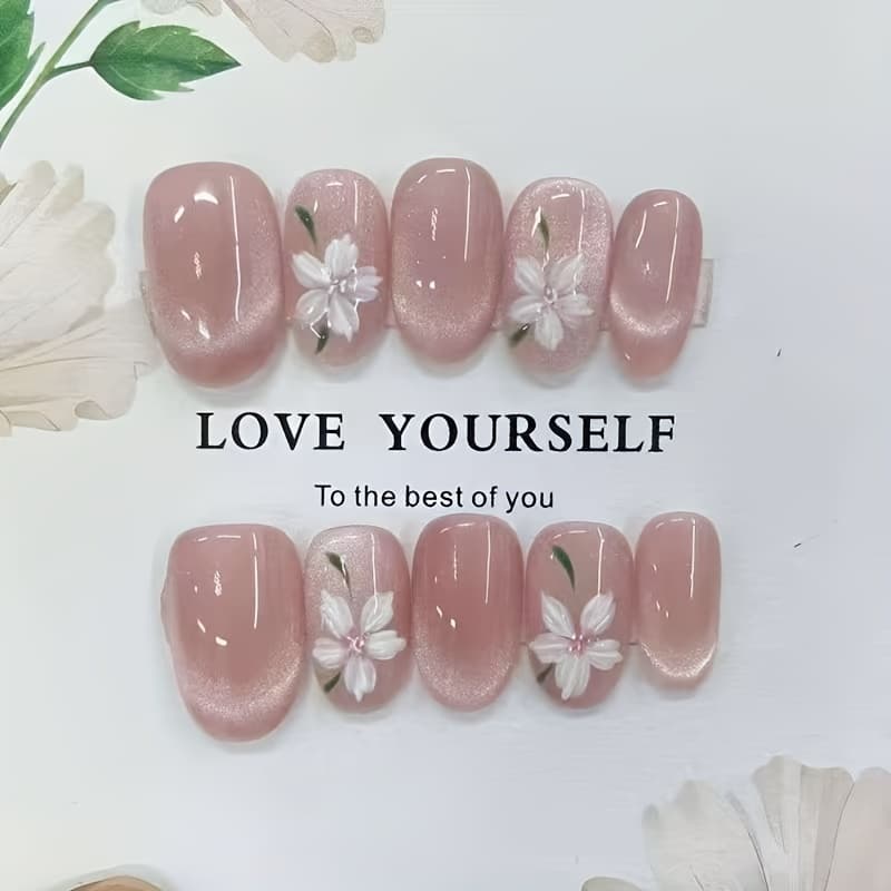 TEMU Pure Handmade Short Oval -dimensional Style Wearable Nails