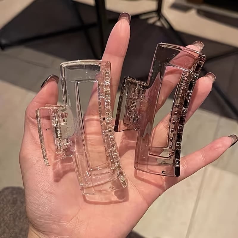 TEMU Fashion Transparent Shark Clip Hair Accessories - Women's Large Acrylic Rectangular Hair Clips, Simple Elegant Design Of Women's Hair Clips Mermaid Hair Accessories
