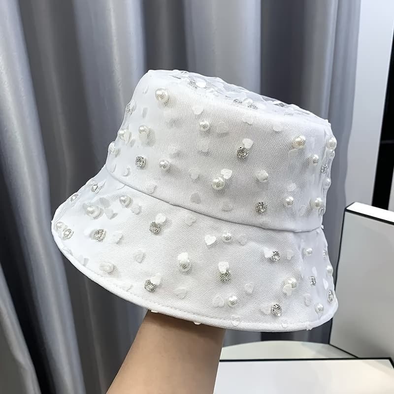 TEMU Stylish Heart Bucket Hat For Women, Versatile Summer Mesh