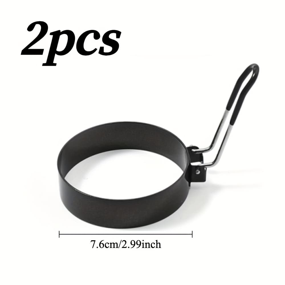 TEMU Set Of 2 Egg Ring Burger Molds, A Breakfast Essential For Home Kitchen Baking Tools. Perfect Gift For , A Time-saving Egg Cooker For Dorms