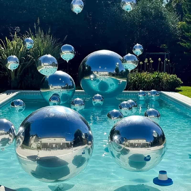 TEMU Enormous Sparkling Inflatable Mirror Ball - Reusable Sparkling Disco Ball For Party, Wedding, And Event Decoration, Large Foil Hanging Ball, No Electricity Required