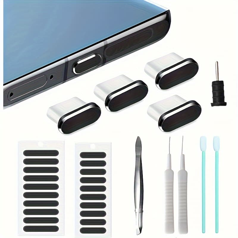 TEMU -c Dust Plug Kit For Phones & Macbooks - Includes Charging Port Covers, Speaker Protectors & Headphone Jack Plugs