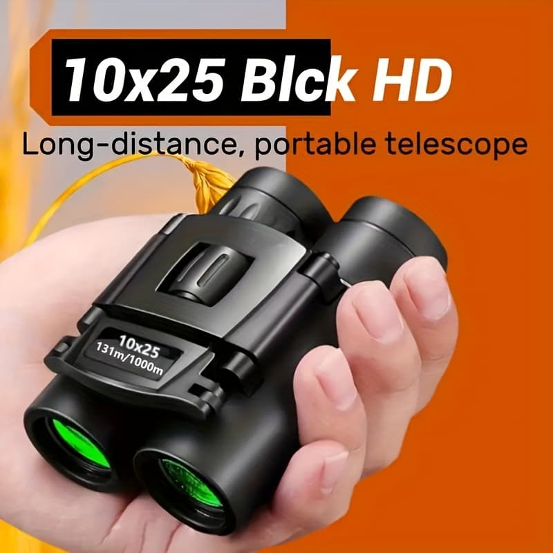 TEMU 1pc 10x25 Binoculars, Mini Pocket Binoculars With Mobile Phone Adapter, Compact Binoculars, Suitable For Bird Watching, Hunting, Concerts, Theaters, Operas, Travel, , And Festival Gifts.