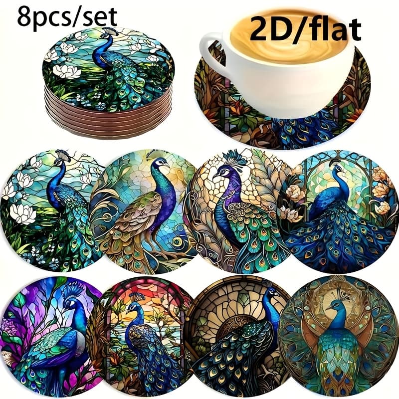 TEMU "8pcs Coasters - Beverage Protectors | Iridescent Jewel-tone Colors | Stylish Tabletop Decor | Must-have For Enthusiasts"