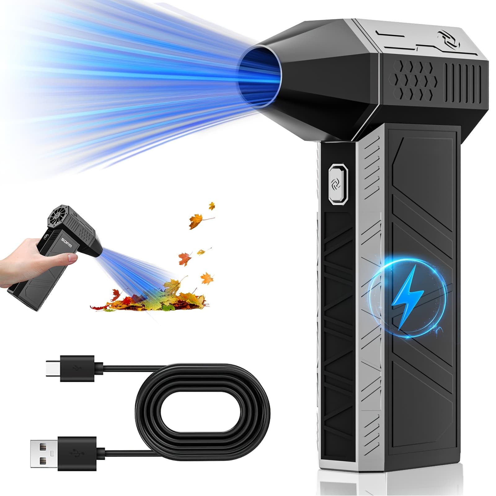 TEMU Electric Air Duster - 130000rpm Compressed Air Duster, 3 Gear Adjustable Jet Dry Blower Can Reusable Can For Computer Keyboard, Outdoors, Car, Home, Father's Day Gifts