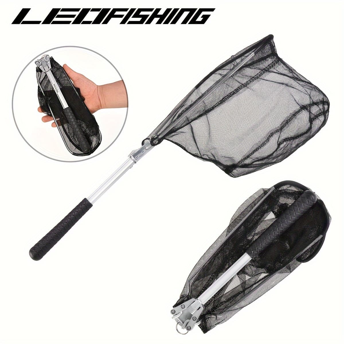 TEMU Leofishing Folding Fishing Landing Net With 5.91ft/7.87ft Telescopic Pole Handle Heavy Duty Collapsible For Kayak Fly Catfish Crab Trout