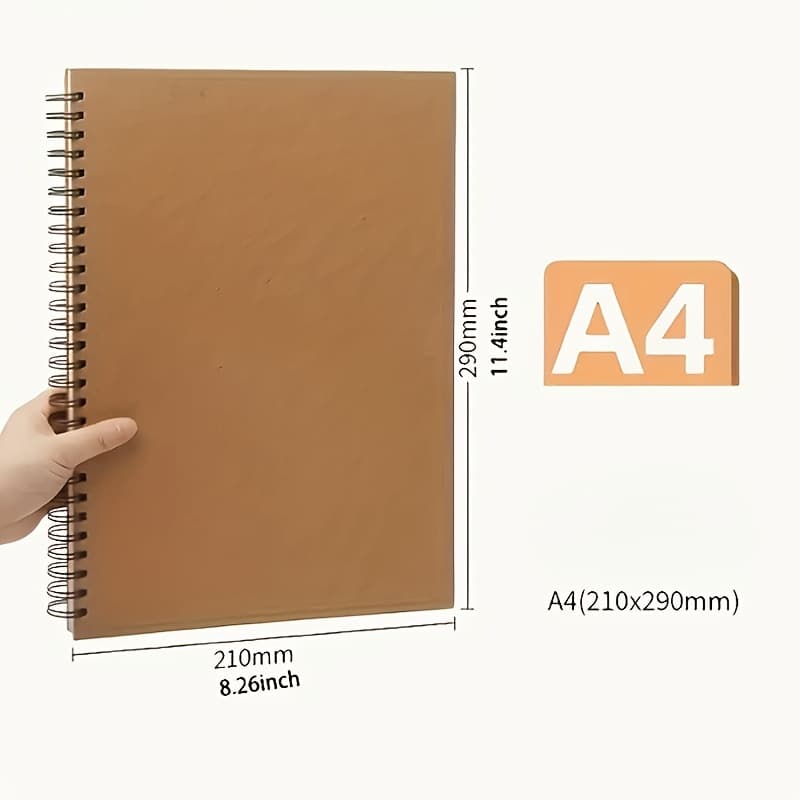 TEMU 1 Premium A4 Spiral-bound Sketchbook For Art Students - Watercolor & Gouache Paper, Loose-leaf Drawing Pad, Size A4 (8.3" X 11.7") With Durable Cover, Ideal For Painting & Sketching