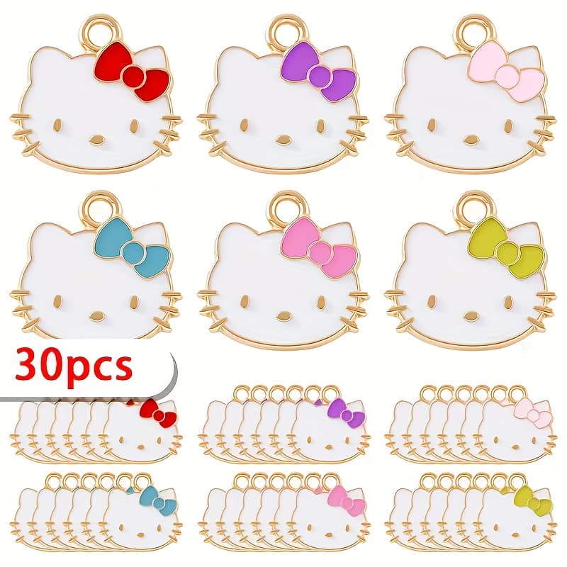 TEMU 30 Hello Kitty Enamel Jewelry Series - Bracelets, Necklaces, Earrings, Pendants, Handicrafts, Cute Cat Additions
