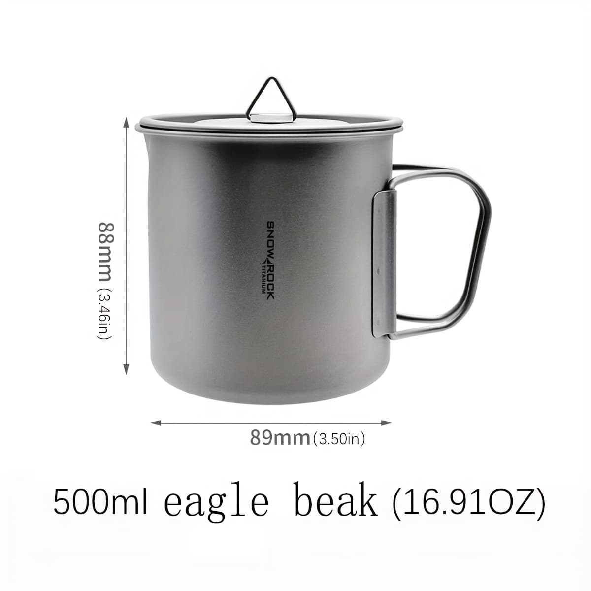 TEMU Titanium Camping Mug Eagle Beak Design - Collapsible Handle Portable Lightweight Large Bore With Lid Dishwasher Safe