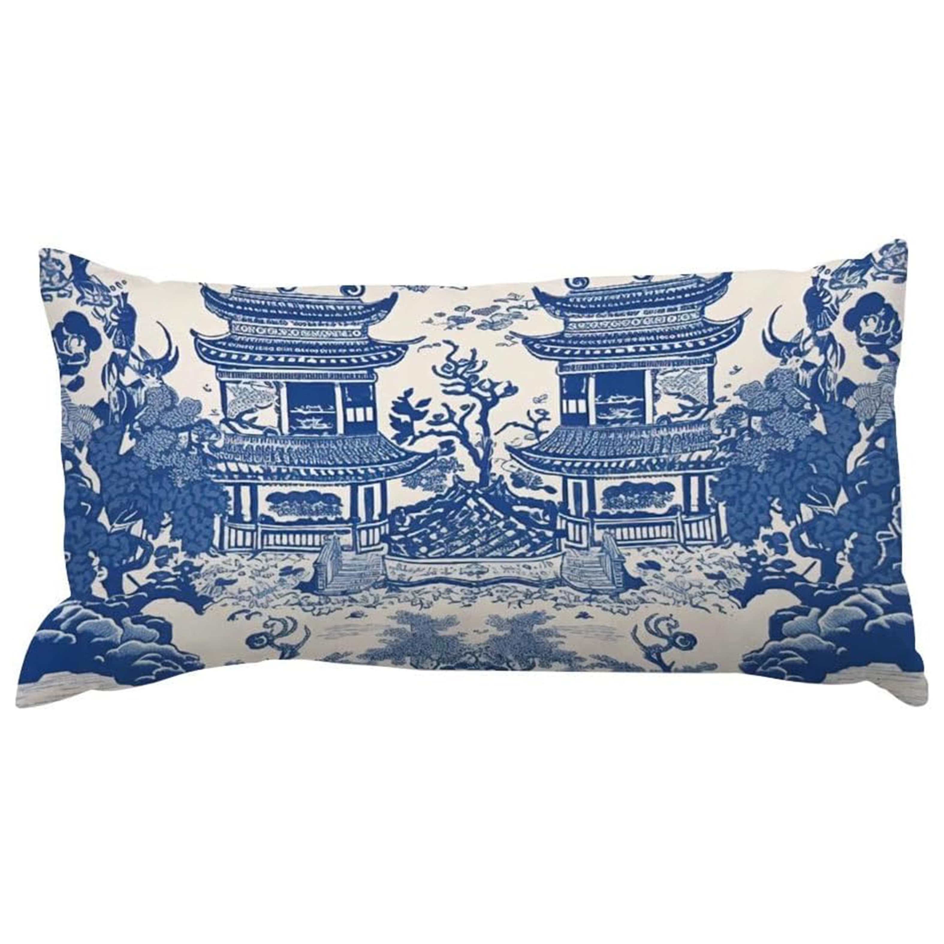 TEMU 1pc Asian , Traditional Oriental , Rectangular Polyester Decorative Pillowcase , For Multiple Types