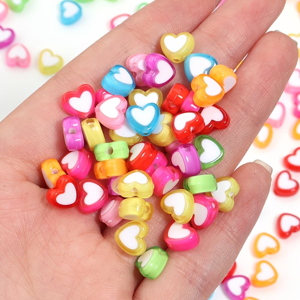 TEMU 200pcs Set Of Pink, Red, And Blue Acrylic , Ideal For Valentine's Day Gifts, Couple Bracelets, And Diy Bracelet And Jewelry Accessories