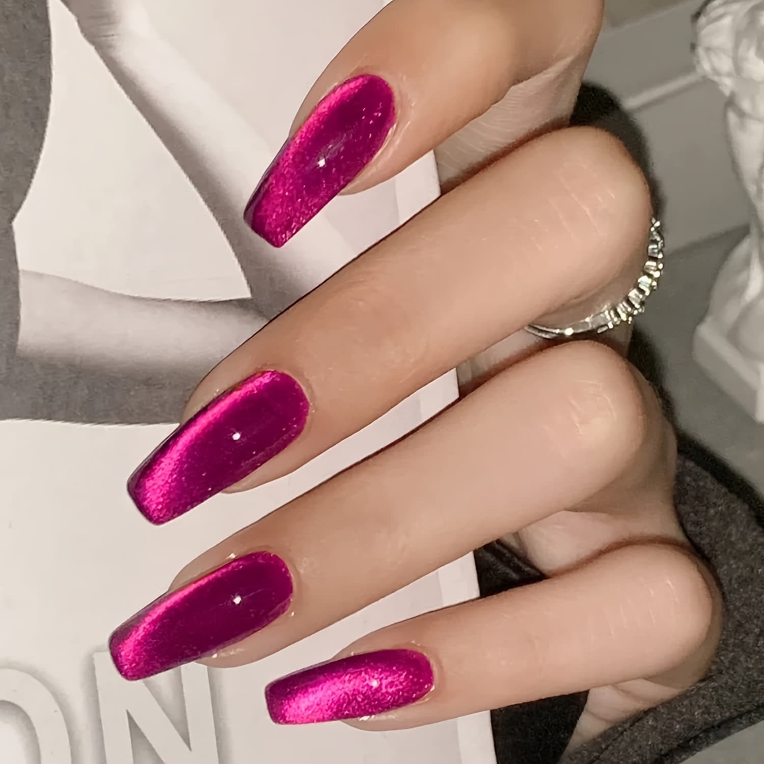 TEMU 24 Rose Red Eye Patch Nails - Medium , Bright Face, Elegant Design, Suitable For Hand And Foot Care, Fashion Accessories | Ballet Styling Nail | Polished