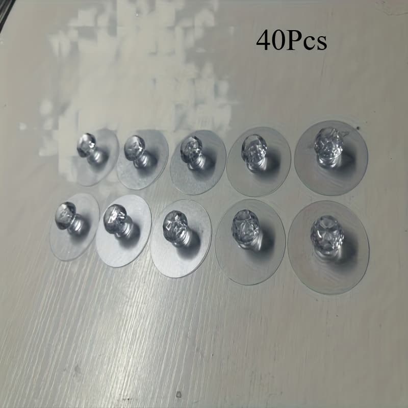 TEMU 40pcs Transparent Crystal Door Knobs, Cabinet Drawer Door Knobs Handles, Self-adhesive Handle With Hook, Furniture Door Decorative Hardware
