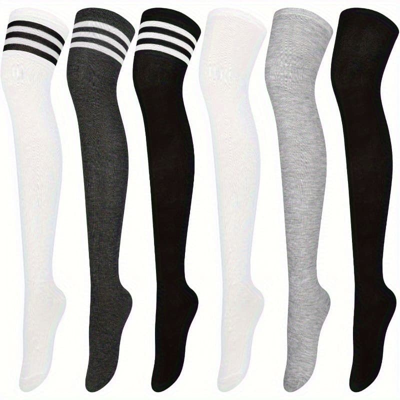 TEMU 6 Pairs Over Knee Thigh Socks Knee-high Warm Stocking Women Boot Sock Leg Warmer High Socks For Daily Wear, Cosplay
