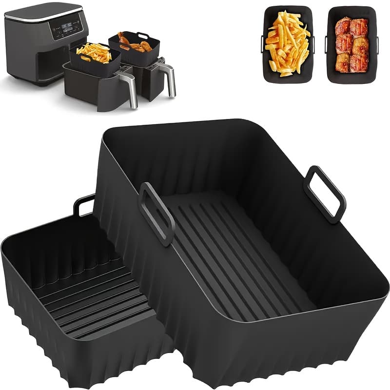 TEMU Silicone Air Fryer Liner For Af400uk Af451uk Af300uk 7. 1.59gal-9. 1.32gal, 2pcs Of Reusable Air Fryer Accessories Silicone Pot, Suitable For Double Layer Sl400uk Tower T17088 Air Fryer
