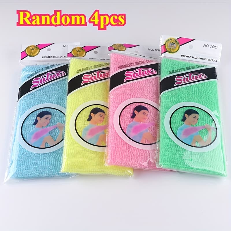 TEMU [bath Towel] 2/4pcs Must-have ! Bath Towels, Bath Scrubbers, Long Nylon Scrubbing Towels, Bath And Sauna Towels, Adult Scrubbing Towels, Back Scrubbers - All In One! Random Mixed Color
