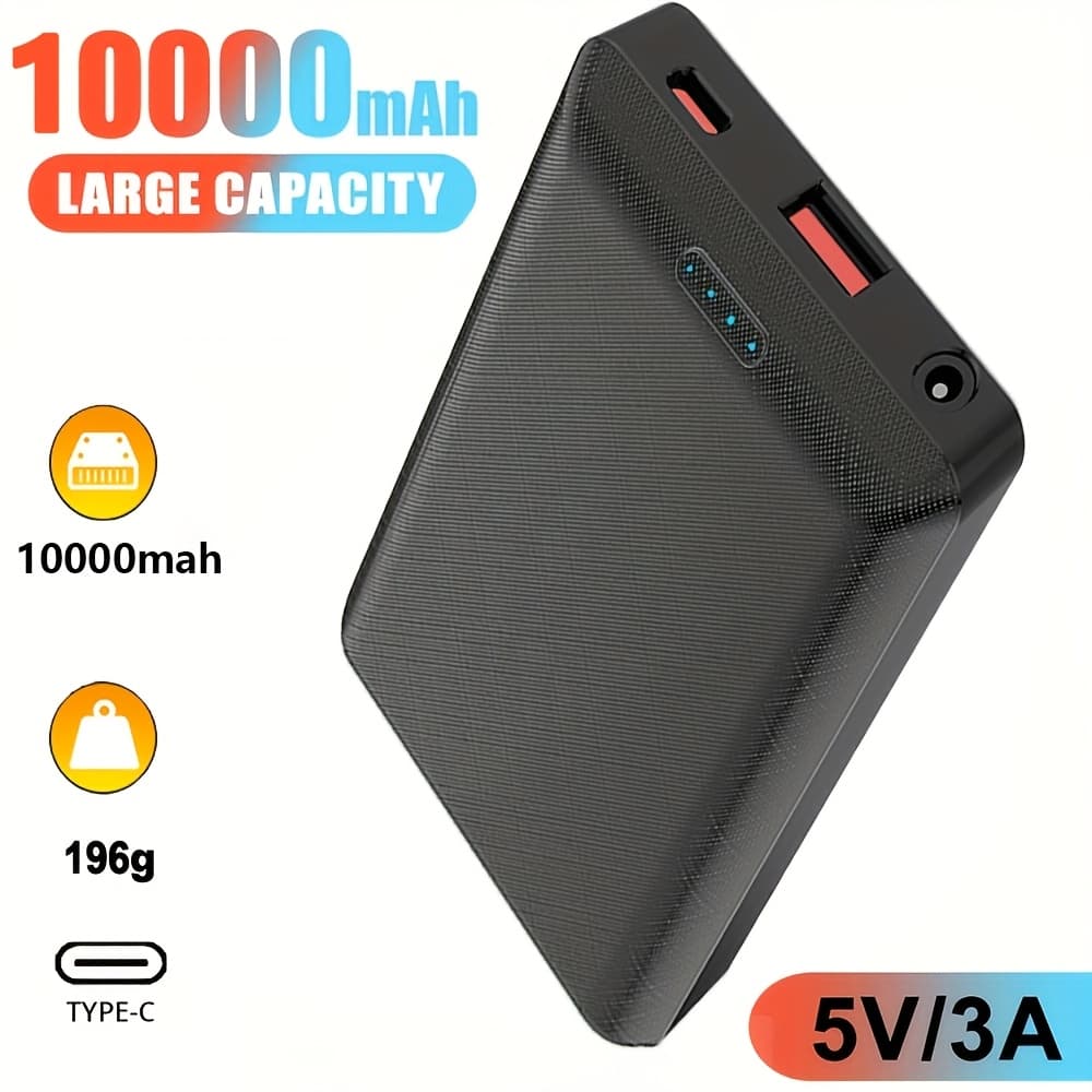 TEMU 10000mah Power Bank Dc5v 3a Portable Charger External Battery Pack For Heating Vest Jacket Scarf Gloves Electric Heating Equipment