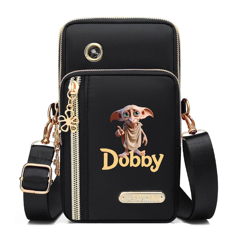 TEMU Wb Harry Potter Women's Versatile Single Shoulder Bag - With Dobby Pattern, Adjustable Body Strap And Zipper Closure, Handbag, Suitable For College, Daily Use, And As A Gift For Her. C-xkb02