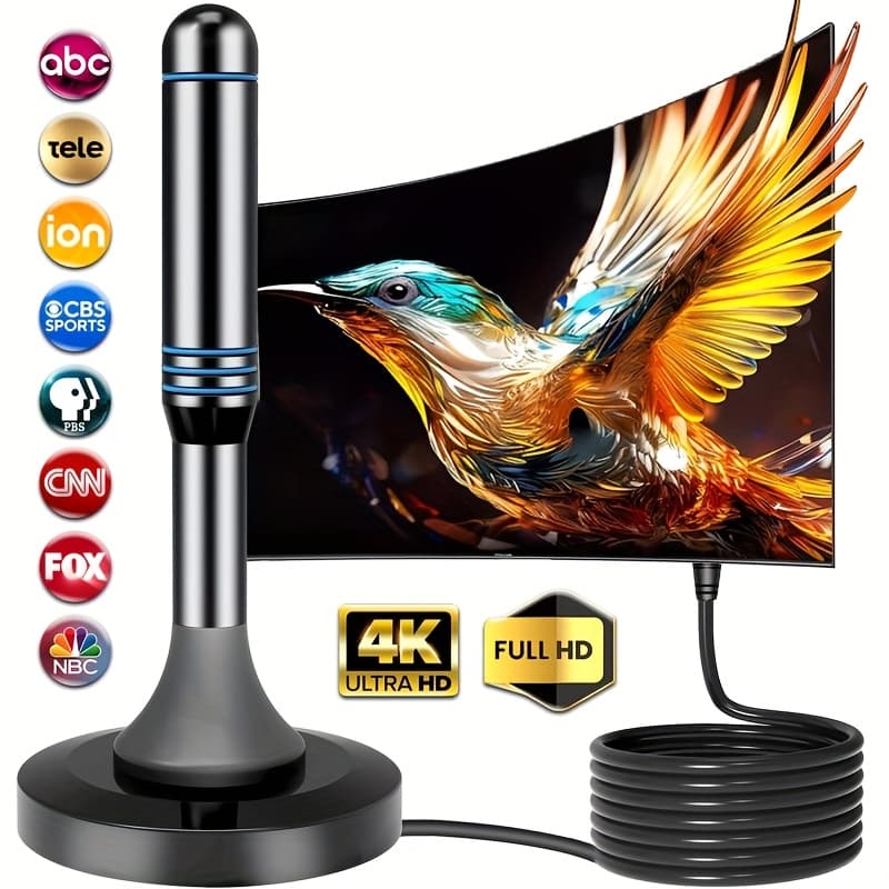 TEMU 10ft Coax Digital Tv Antenna | Indoor Hd Tv Antenna For Smart Tv And , Supports 4k 1080p With , Long Range For Local Channels