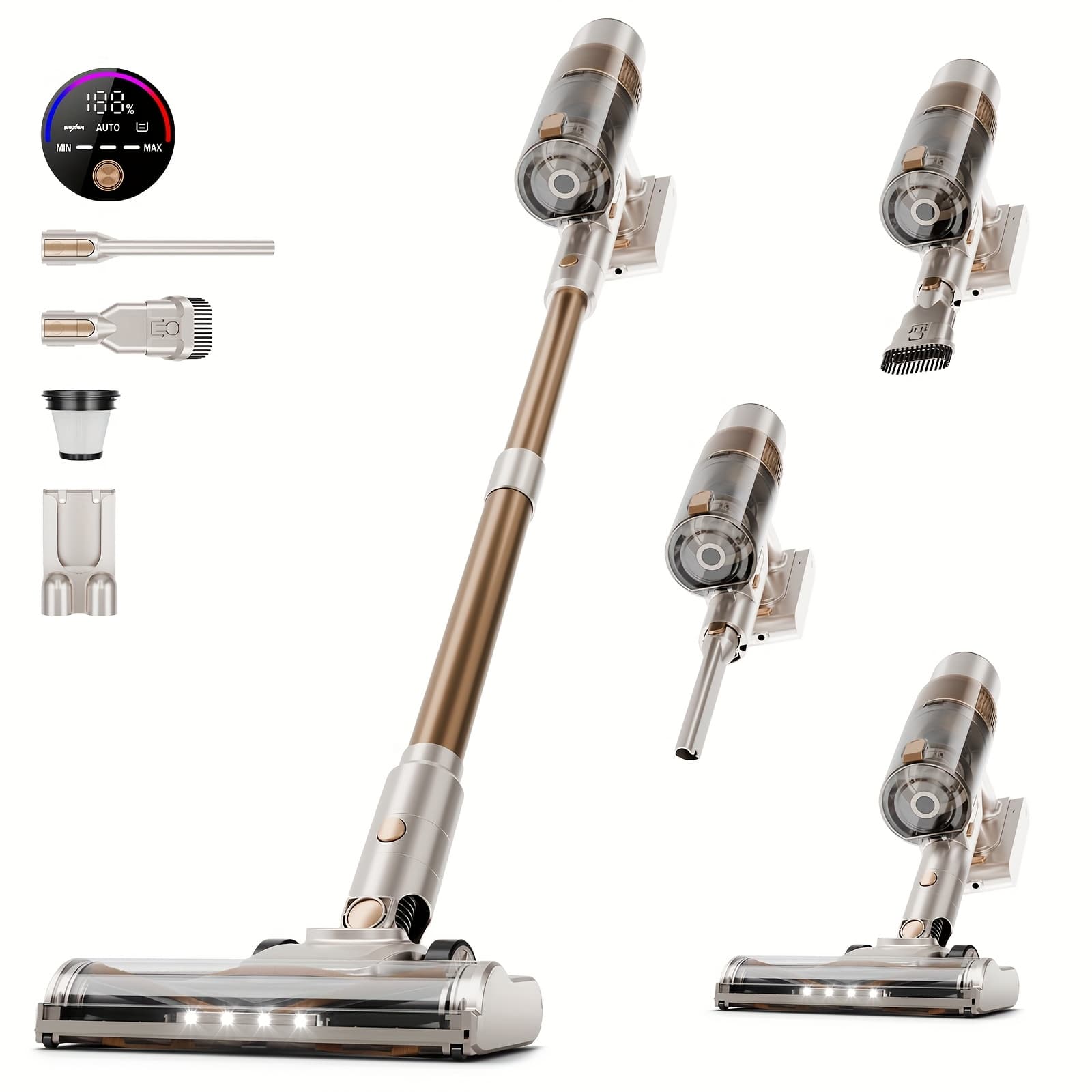 TEMU 45kpa High Suction 550w Long Self-standing Touch Screen Led Headlights Anti- Multi-accessories Lightweight For Carpet Hard Floor Pet Hair