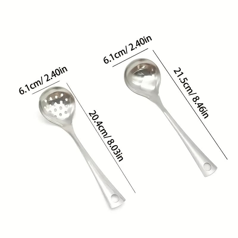 TEMU 2pcs Set Long Handled Stainless Steel Soup Spoons, Durable Kitchen And Spoons For Home And Restaurant Use, Easy To Clean