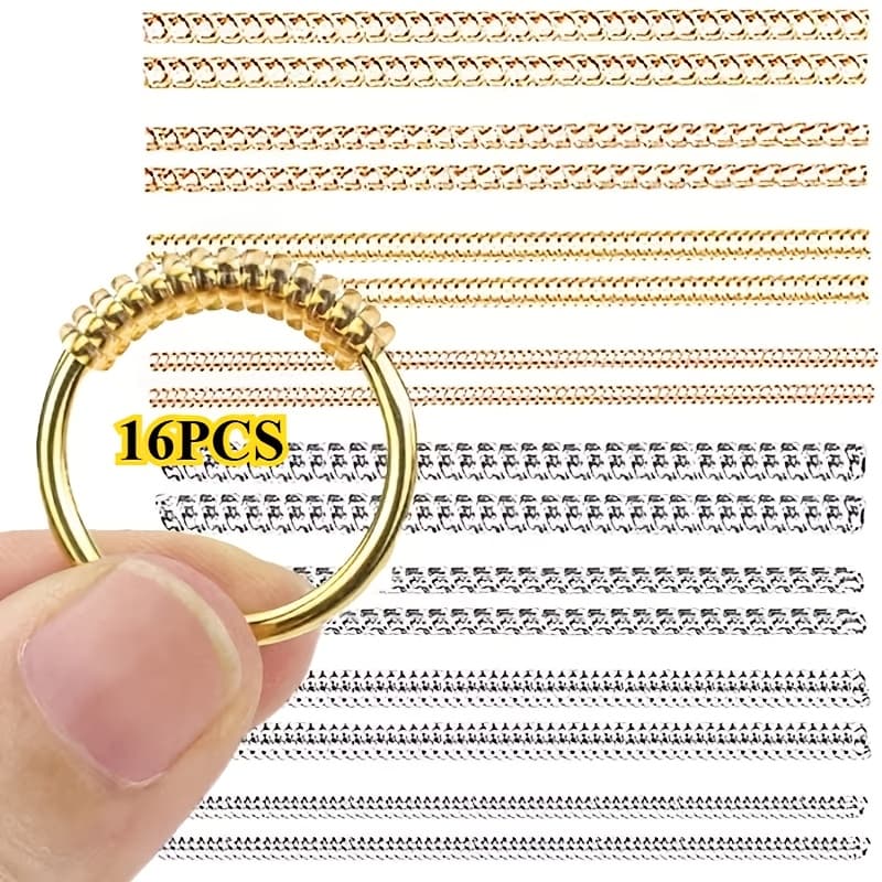 TEMU 16pcs Adjustable Ring Size Adjusters - Invisible Rubber Ring For Loose Rings, & Size, Temporary Or Permanent Use For Wedding/statement
