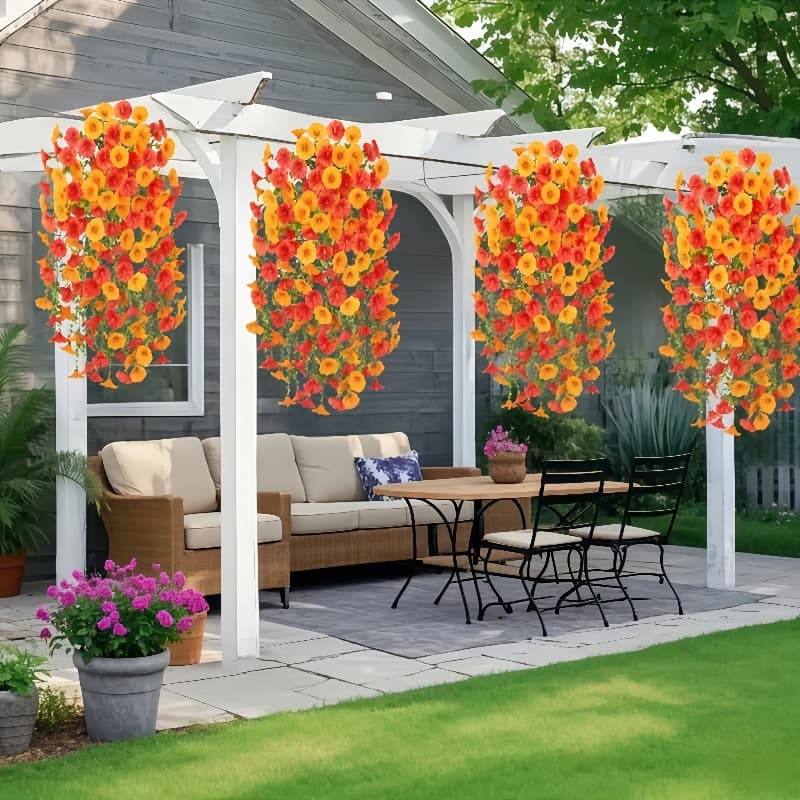 TEMU "4pcs Uv-resistant Eucalyptus Hanging Garlands - Realistic Artificial Greenery For Porch, Wedding & Garden Decor - Fade-proof Indoor/outdoor Use"