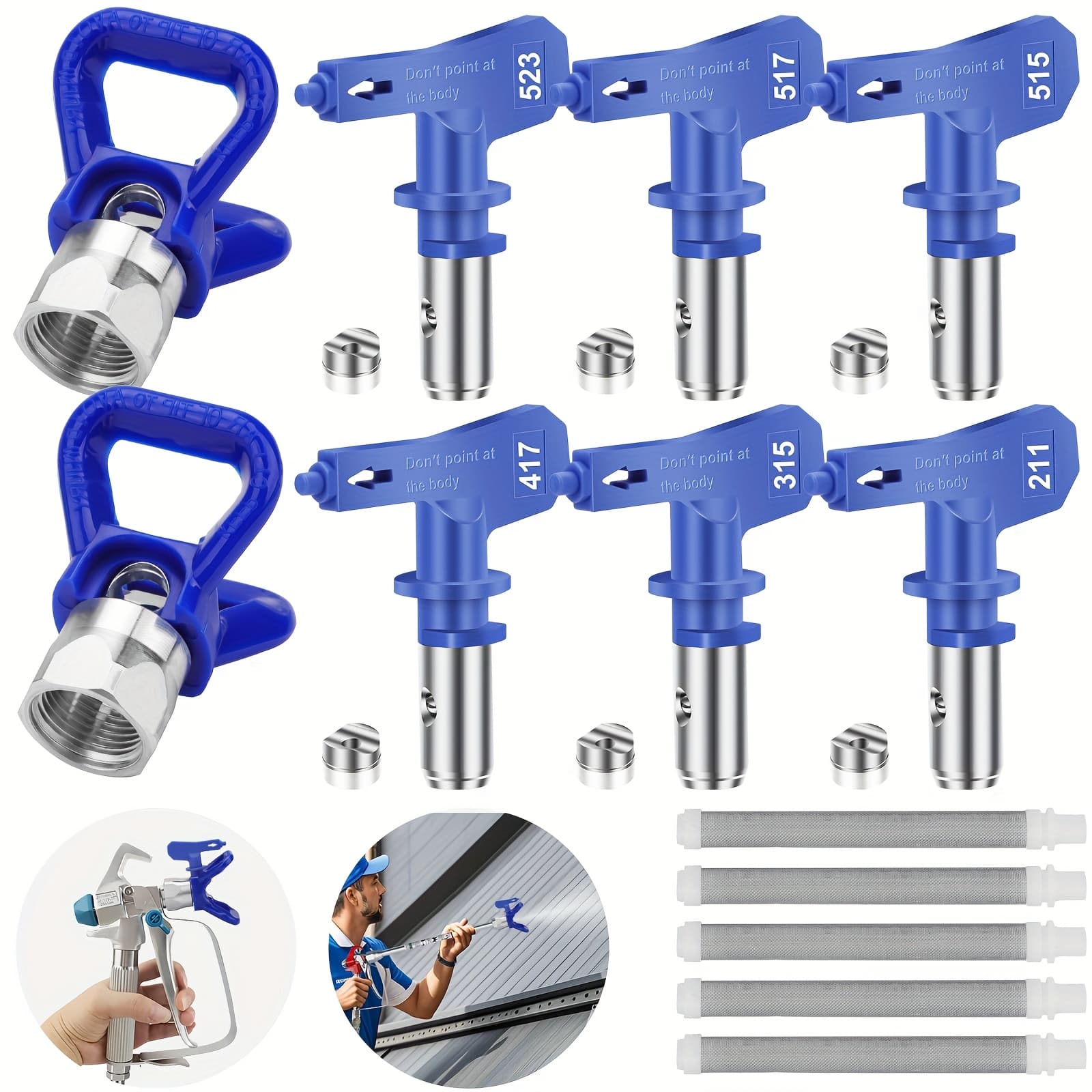 TEMU Airless Paint Sprayer Nozzle Kit, Includes Nozzle, Nozzle Guard & Filter, Compatible With Multiple Models, For Cars And Walls, Buildings And Fences, Spraying Machine Accessory
