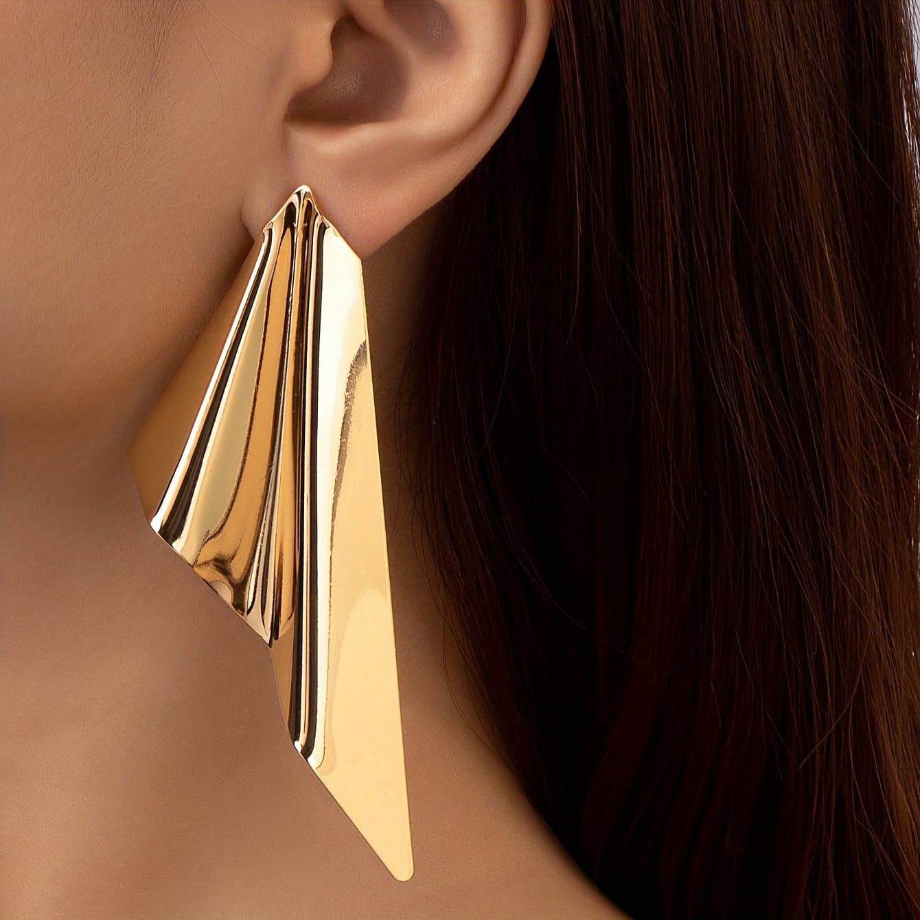 TEMU New Fashionable And Versatile -shaped Metal Stud Earrings