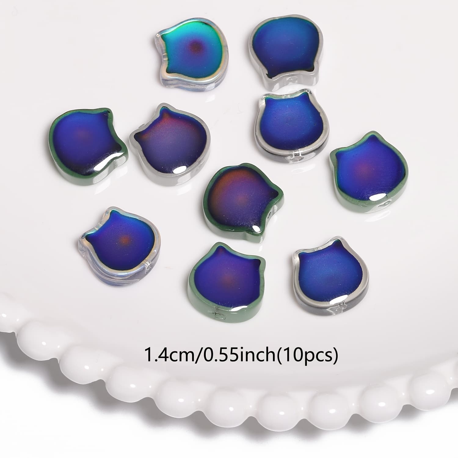 TEMU 10pcs Temperature Sensitive Color Changing Cat Head Shapes Lampwork Pendant Beads For Making Bracelet Necklace Accessories