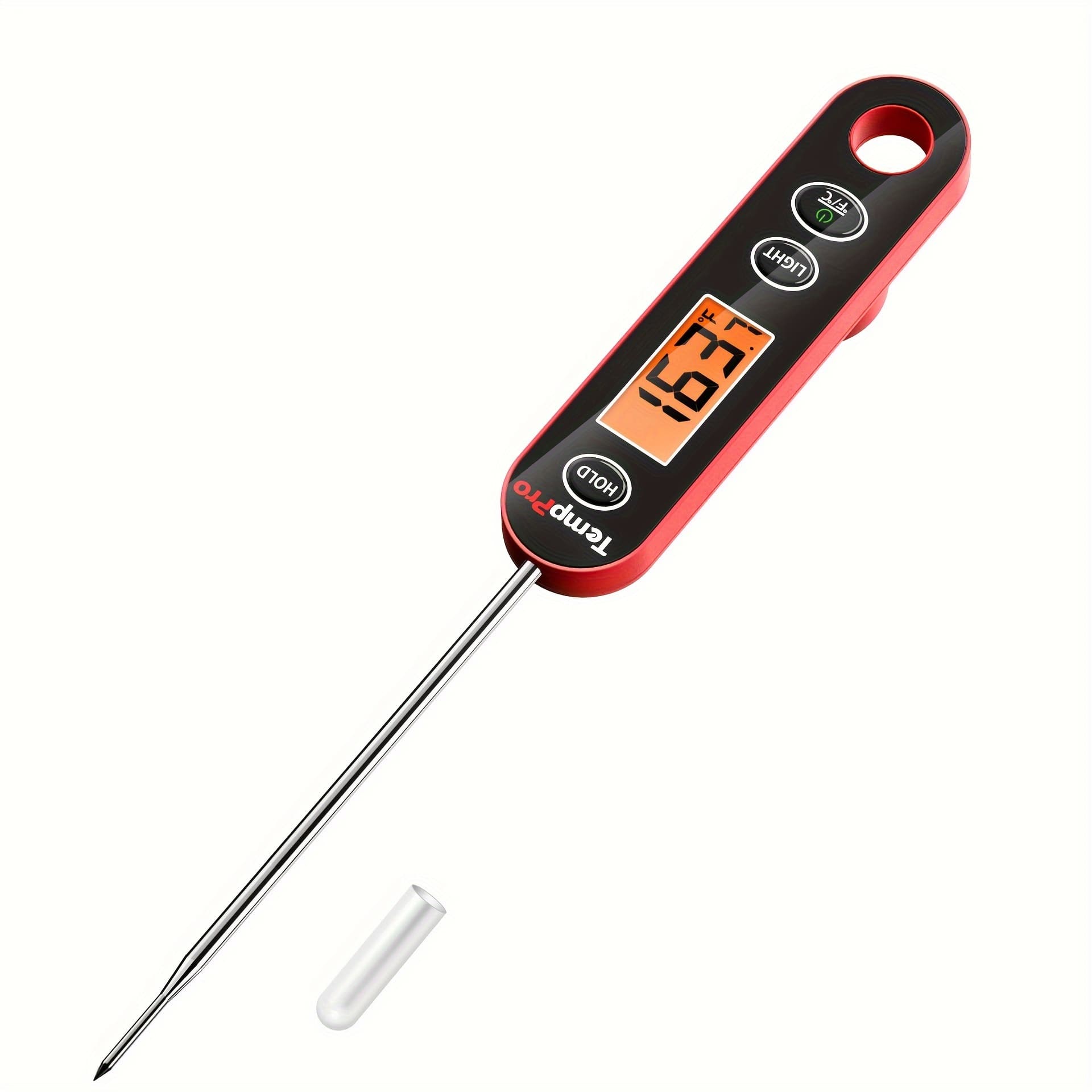 TEMU Temppro Ic6030 3-second Digital Instant Read Meat Thermometer With 4.72 Inch Foldable Magnetic Probe, Backlit Food Thermometer For Bbq Grill Oven Kitchen As A Gift