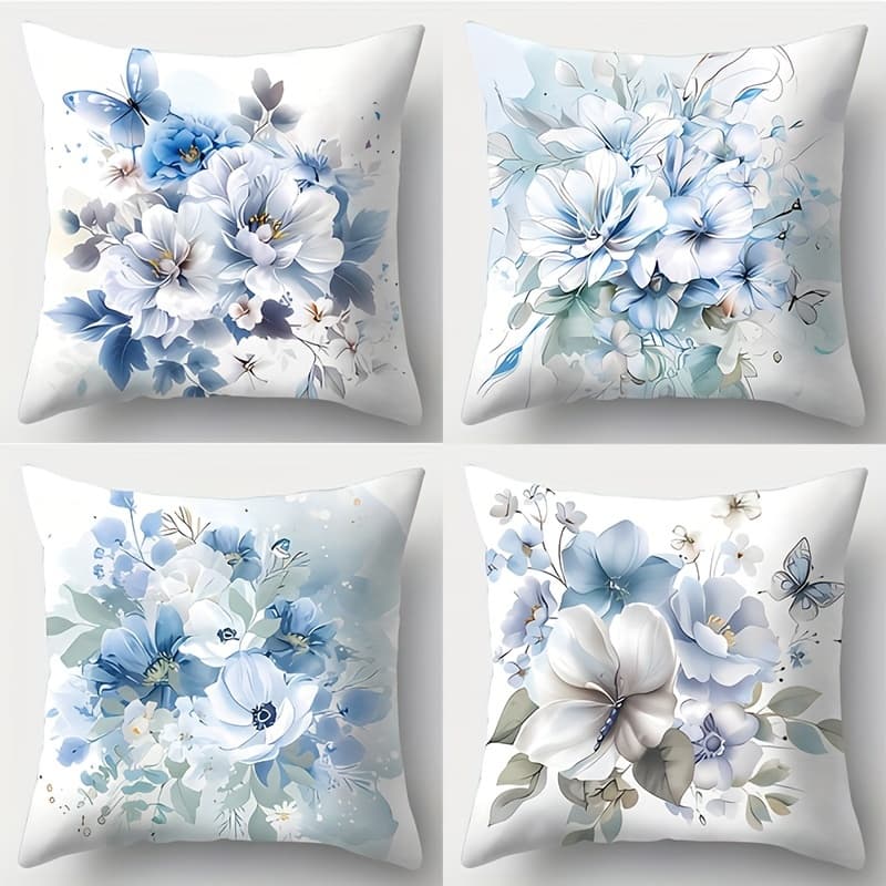 TEMU 4pcs Floral Pillow Cover, 17.72 * 17.72, Suitable For Living Room Sofas, Beds, Bedrooms, And Home Decoration, Without Pillow Core