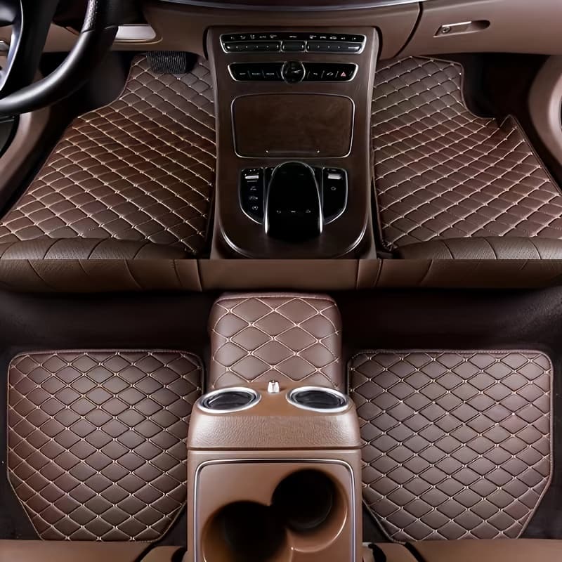 TEMU 5pcs Luxury Floor Mats, , Protection, Easy To Clean, Non-slip, For Vehicle Interior Care, Fits Sedans, Trucks, Suvs