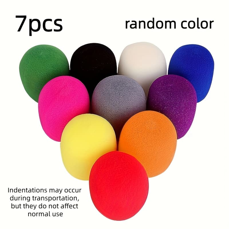 TEMU 7pcs Colorful Microphone Pop Filter - A Thick, Filter Designed For Handheld Microphones, Enhancing Vocal And Providing Dust Protection. Ideal For Live And Studio Recording - Random Color