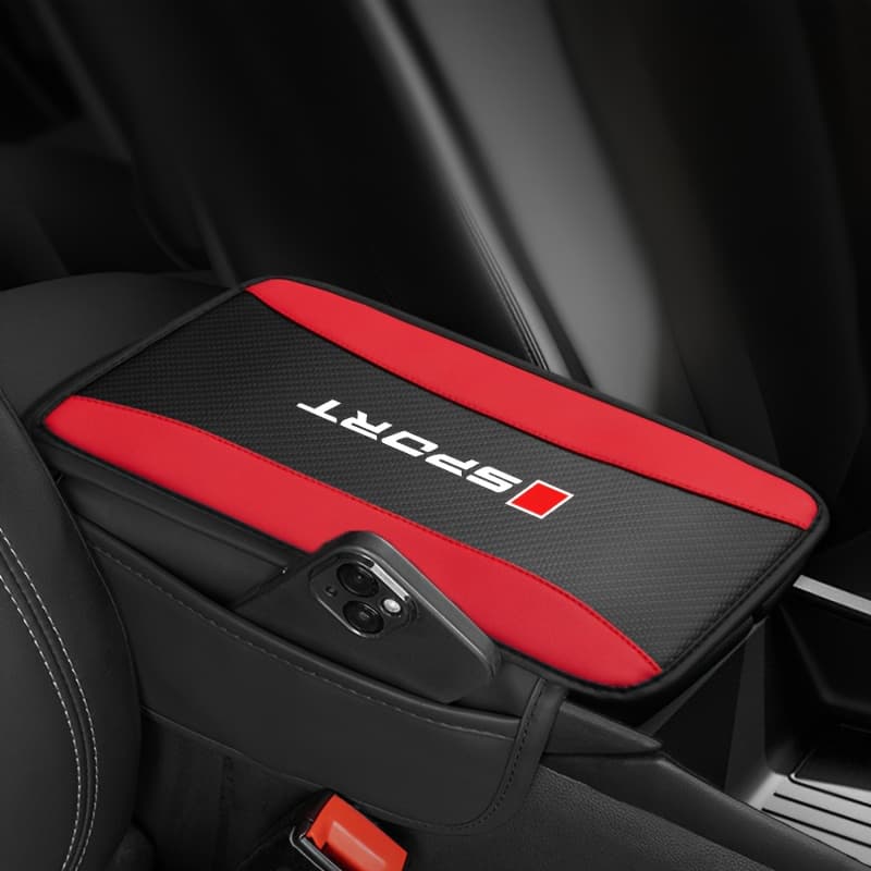 TEMU 1pc Pu Leather Car Armrest Cushion With Side Storage Pockets, Soft And Comfortable, Non-slip And Wear-resistant, Stain-resistant And Easy To Clean, Multiple Colors , Fits Most Car Models