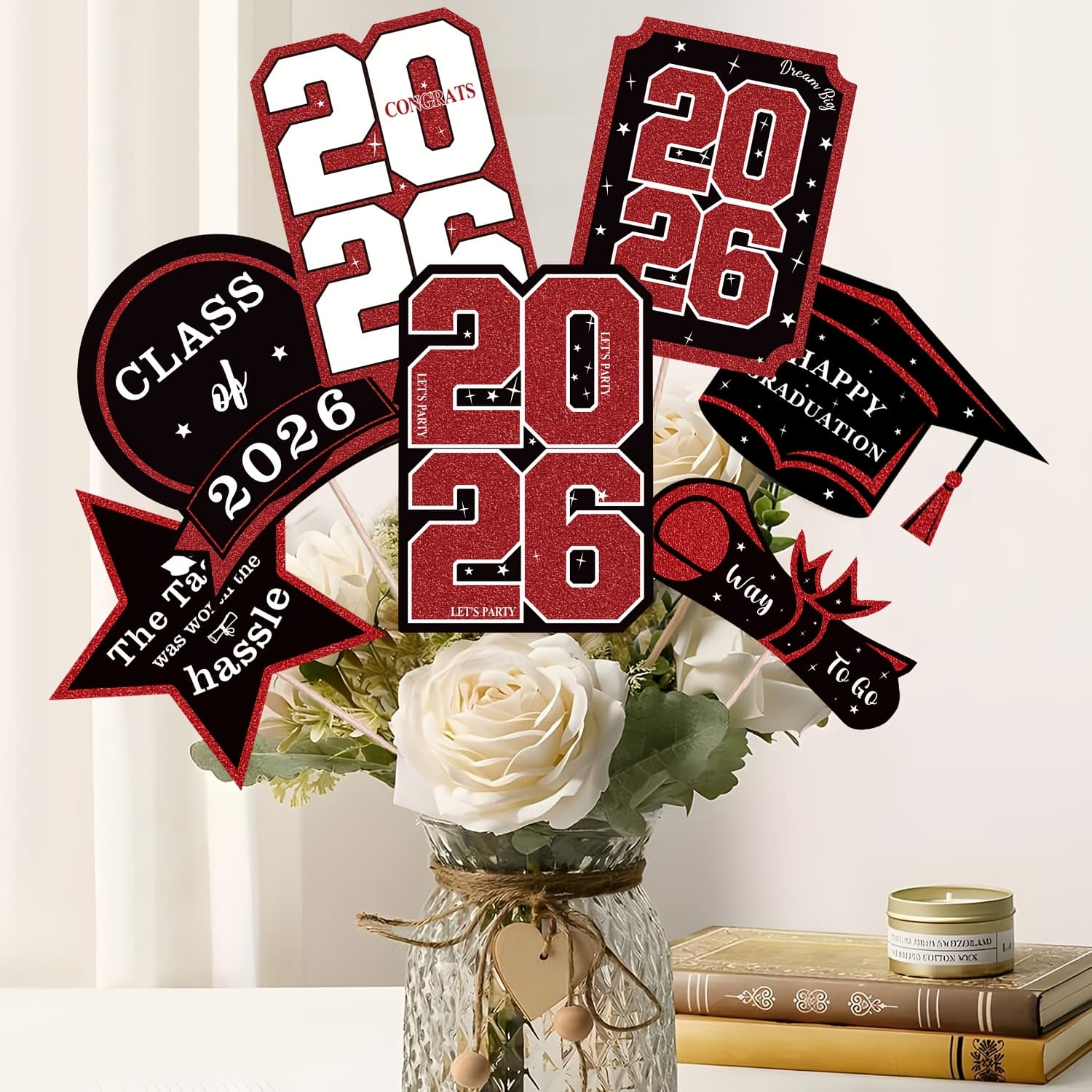 TEMU 2026 Graduation Party Decorations - 30pcs Graduation Centerpiece Sticks, Class Of 2026 Decorations Party Supplies Table Decor For High School And College