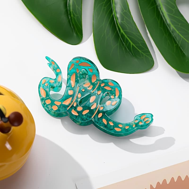 TEMU Zanbeya Acetate Hair Clip - High-quality Cartoon Cute Snake Design, Elegant Large Hair Claw, Stylish Hair Accessory